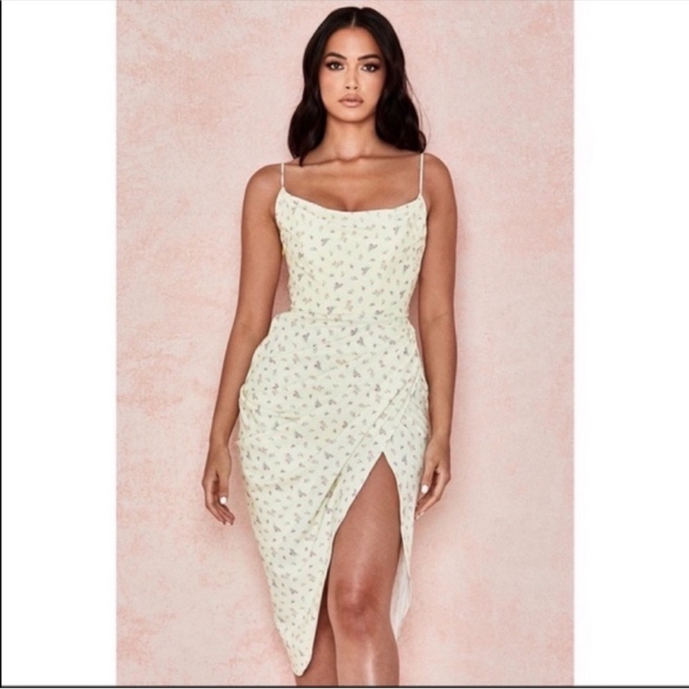 House of CB Asymmetrical Floral Dress - Cream